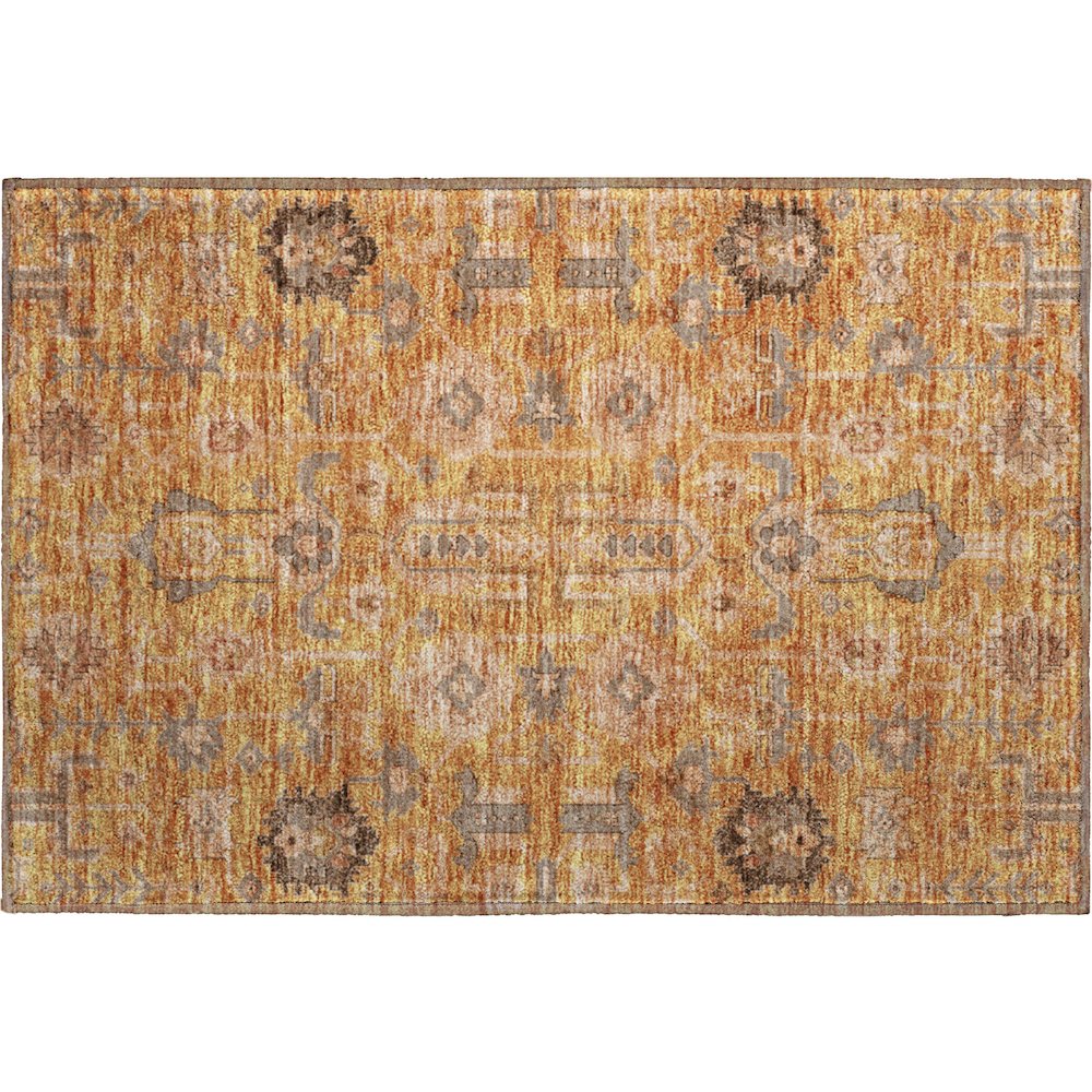 Premium Machine Washable Mayfield AMF697 Terracotta 1'8" x 2'6" Rug. Picture 1