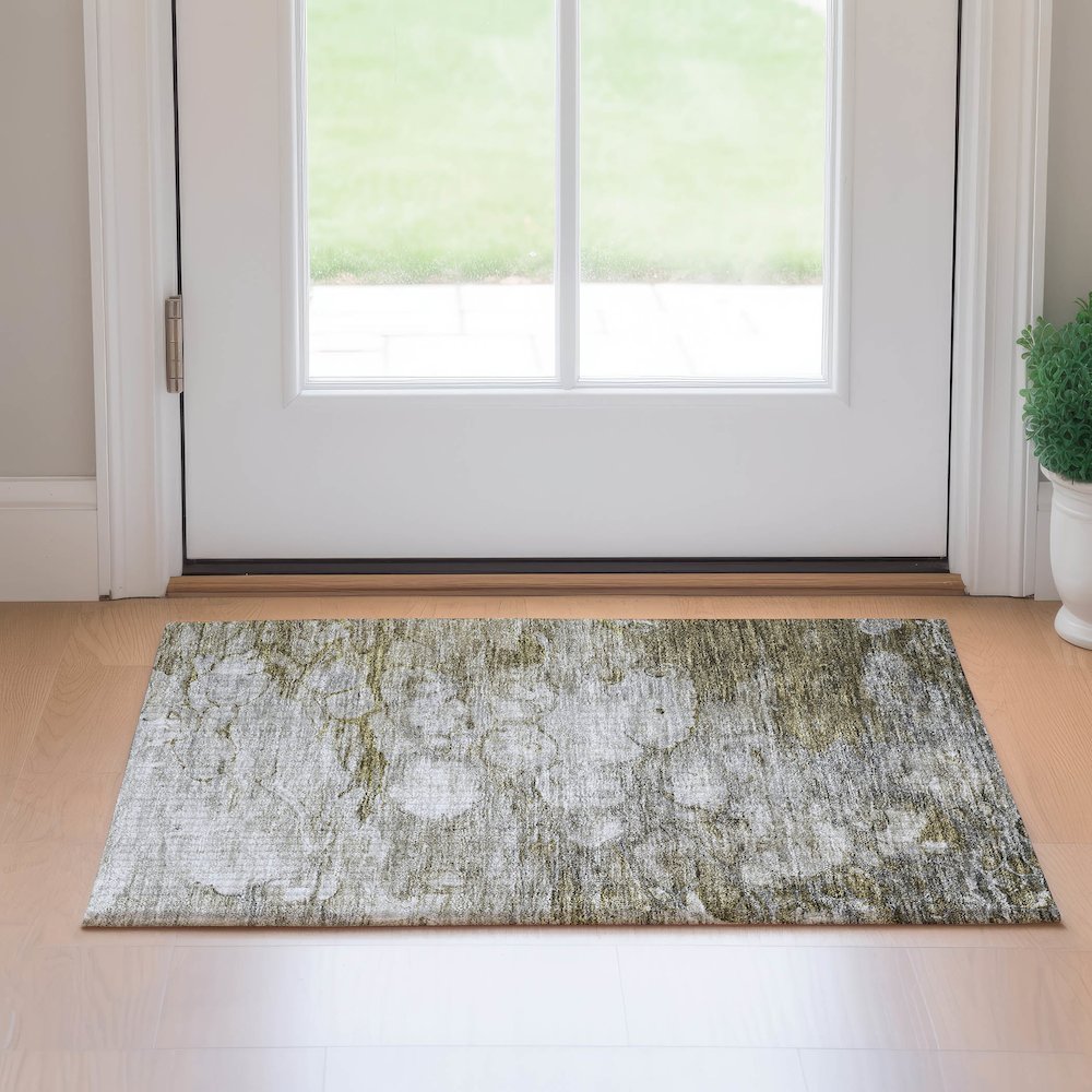 Premium Machine Washable Mayfield AMF698 Brown 1'8" x 2'6" Rug. Picture 5