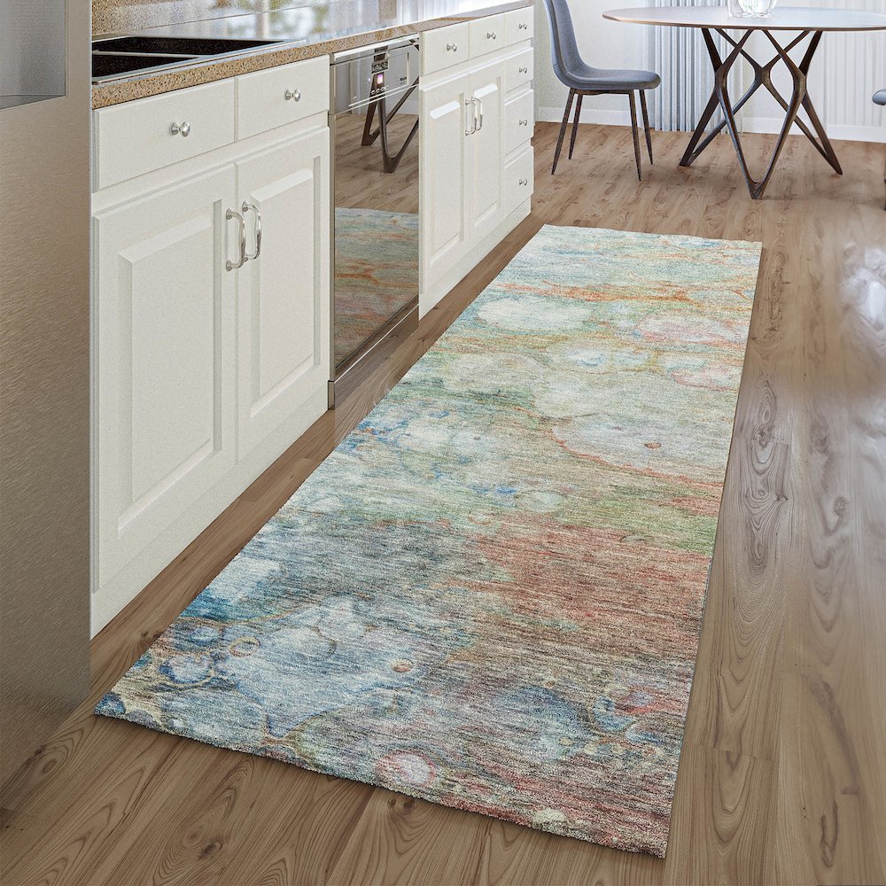 Premium Machine Washable Mayfield AMF698 Coral 2'3" x 7'6" Runner Rug. Picture 5