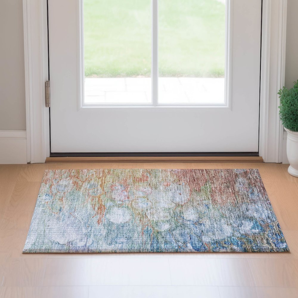 Premium Machine Washable Mayfield AMF698 Coral 1'8" x 2'6" Rug. Picture 5