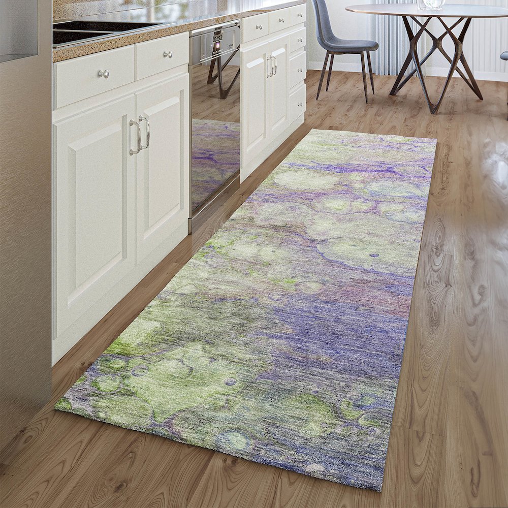 Premium Machine Washable Mayfield AMF698 Purple 2'3" x 7'6" Runner Rug. Picture 5
