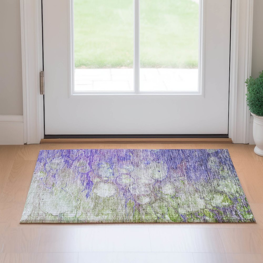 Premium Machine Washable Mayfield AMF698 Purple 1'8" x 2'6" Rug. Picture 5