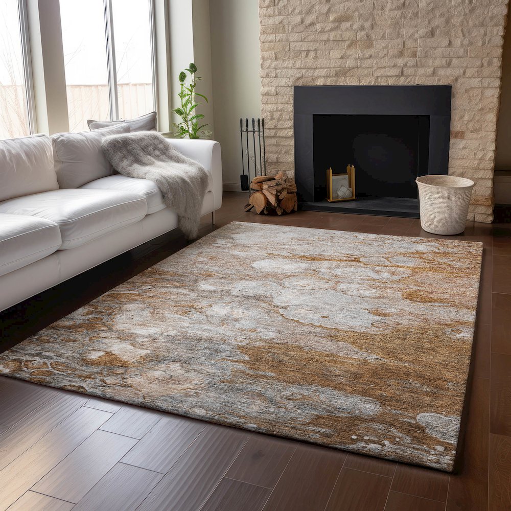 Premium Machine Washable Mayfield AMF698 Terracotta 2'6" x 3'10" Rug. Picture 6