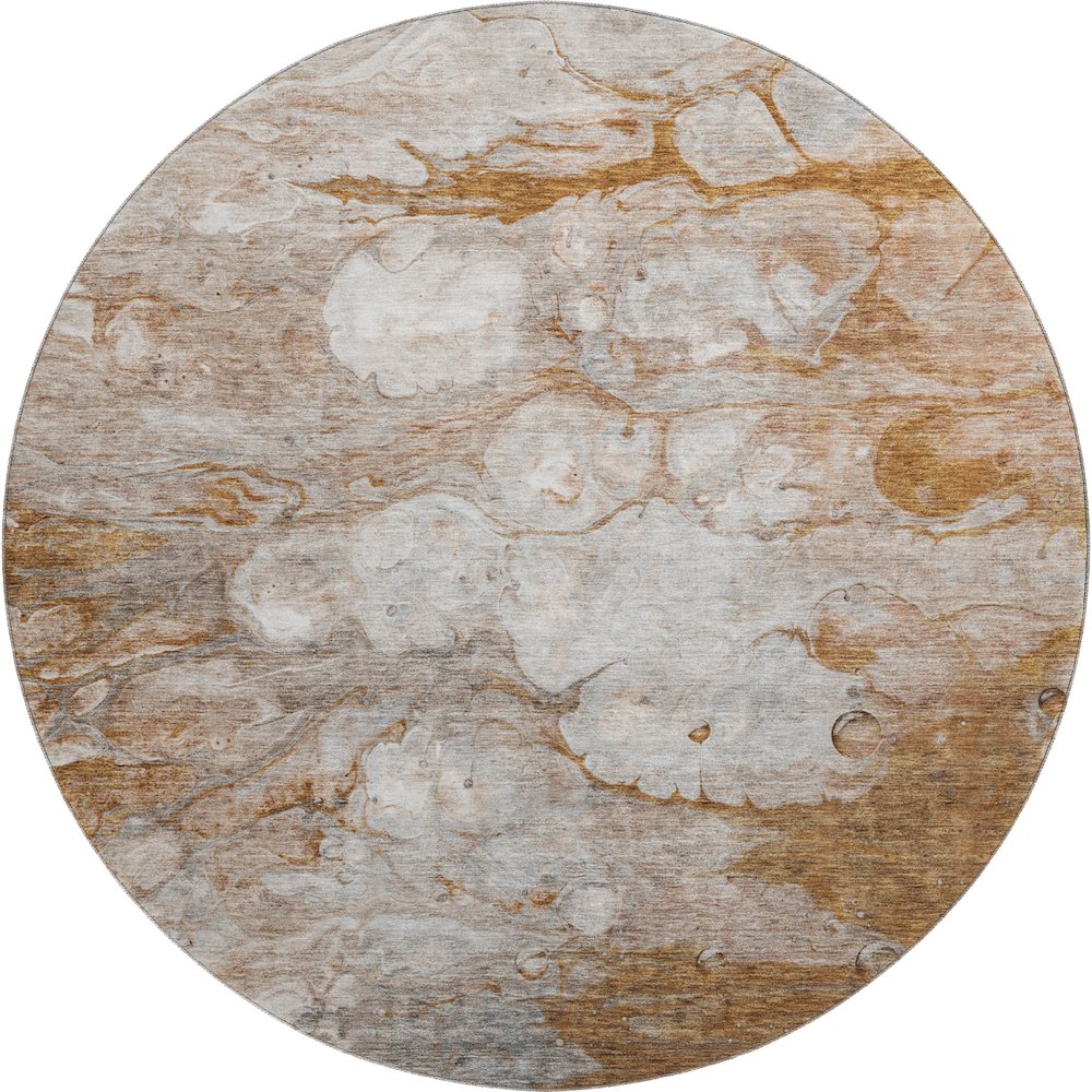 Premium Machine Washable Mayfield AMF698 Terracotta 8' x 8' Round Rug. Picture 1