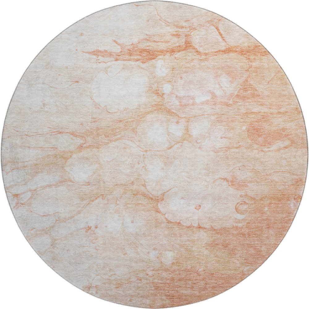 Premium Machine Washable Mayfield AMF699 Coral 8' x 8' Round Rug. Picture 1