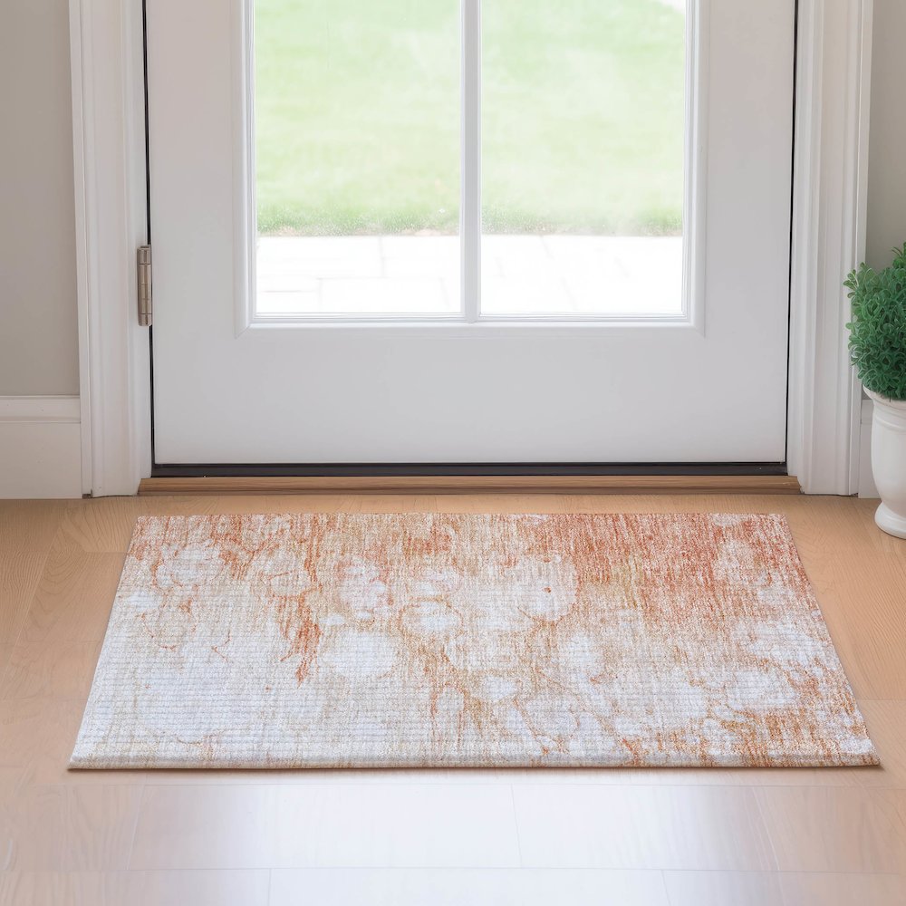 Premium Machine Washable Mayfield AMF699 Coral 1'8" x 2'6" Rug. Picture 5