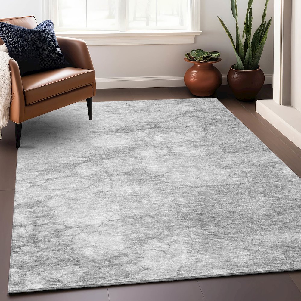 Premium Machine Washable Mayfield AMF699 Silver 2'6" x 3'10" Rug. Picture 6