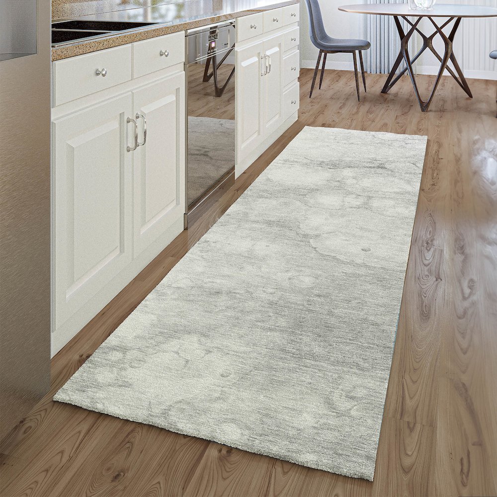 Premium Machine Washable Mayfield AMF699 Silver 2'3" x 7'6" Runner Rug. Picture 5