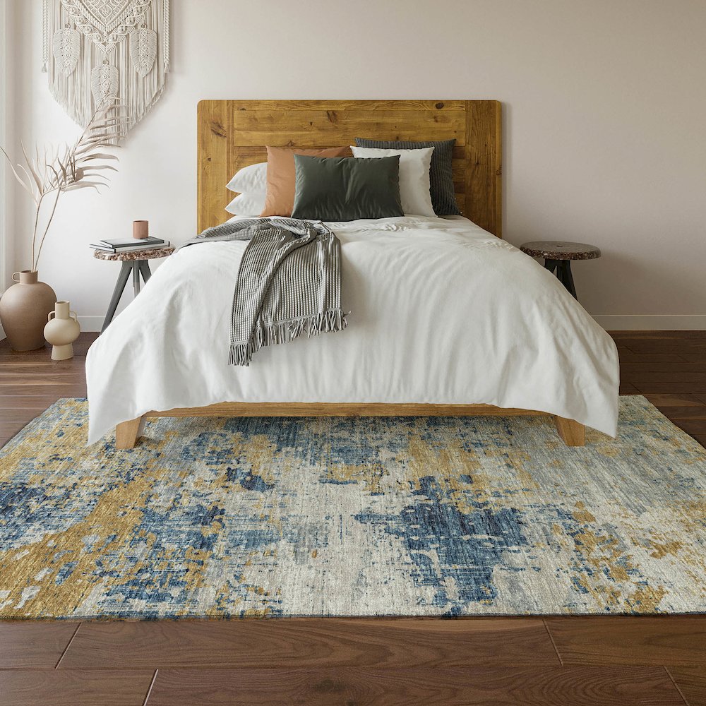 Premium Machine Washable Mayfield  Blue 2'6" x 3'10" Rug. Picture 6