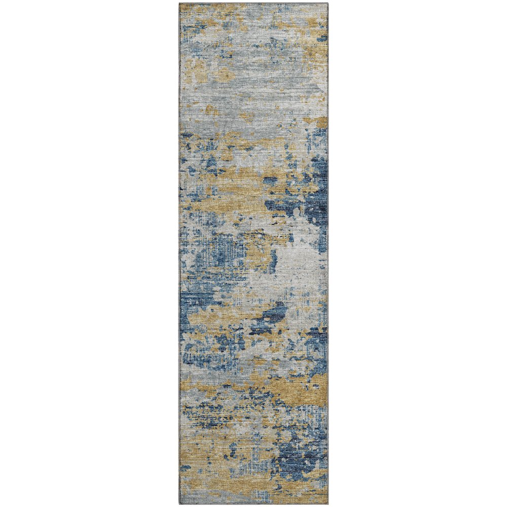 Premium Machine Washable Mayfield  Blue 2'3" x 7'6" Runner Rug. Picture 1