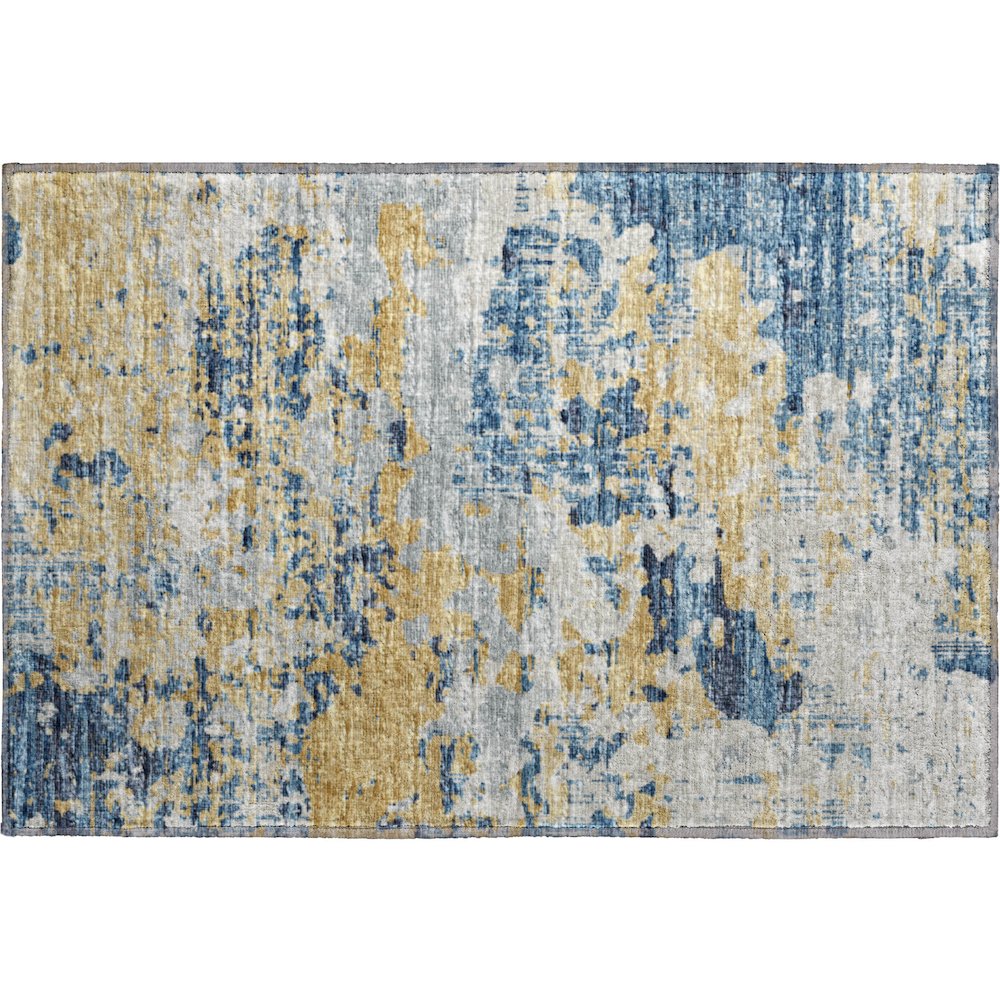 Premium Machine Washable Mayfield  Blue 1'8" x 2'6" Rug. Picture 1