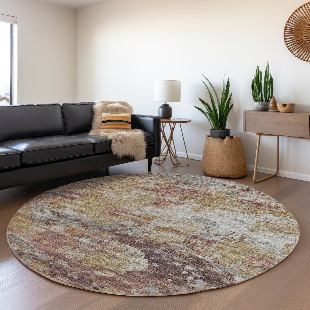 Premium Machine Washable Mayfield  Multi 8' x 8' Round Rug. Picture 5