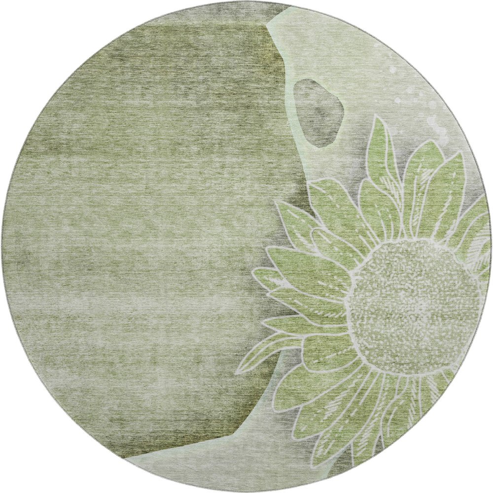 Premium Machine Washable Mayfield AMF700 Aloe 8' x 8' Round Rug. Picture 1
