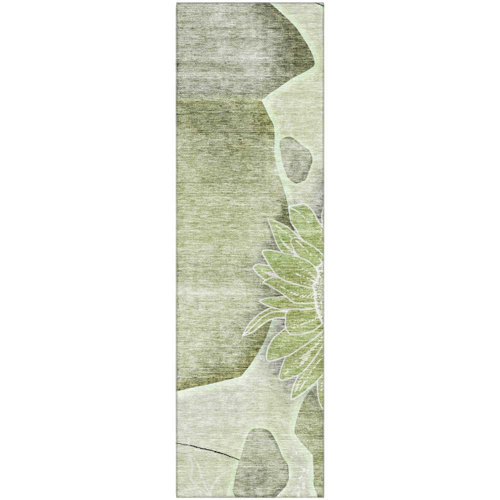 Premium Machine Washable Mayfield AMF700 Aloe 2'3" x 7'6" Runner Rug. Picture 1