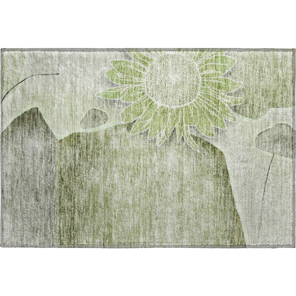Premium Machine Washable Mayfield AMF700 Aloe 1'8" x 2'6" Rug. Picture 1