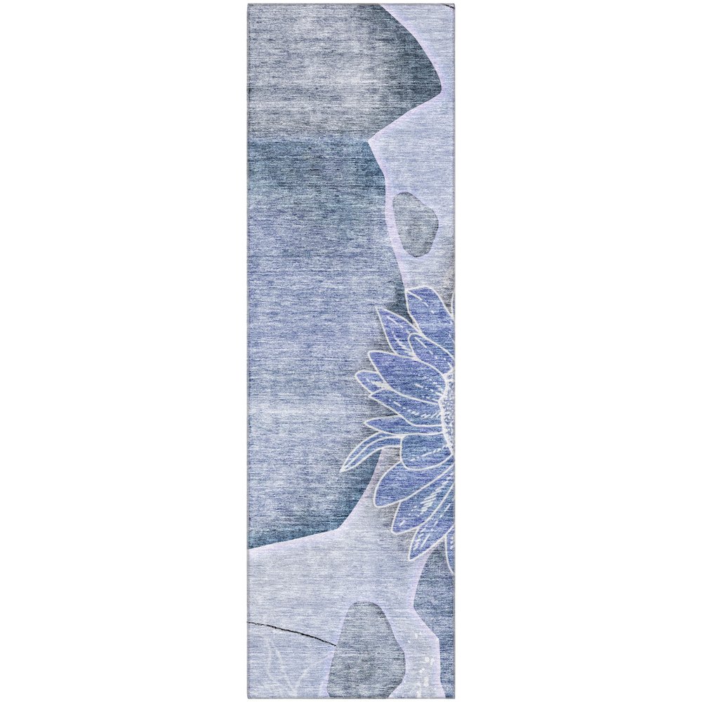 Premium Machine Washable Mayfield AMF700 Blue 2'3" x 7'6" Runner Rug. Picture 1