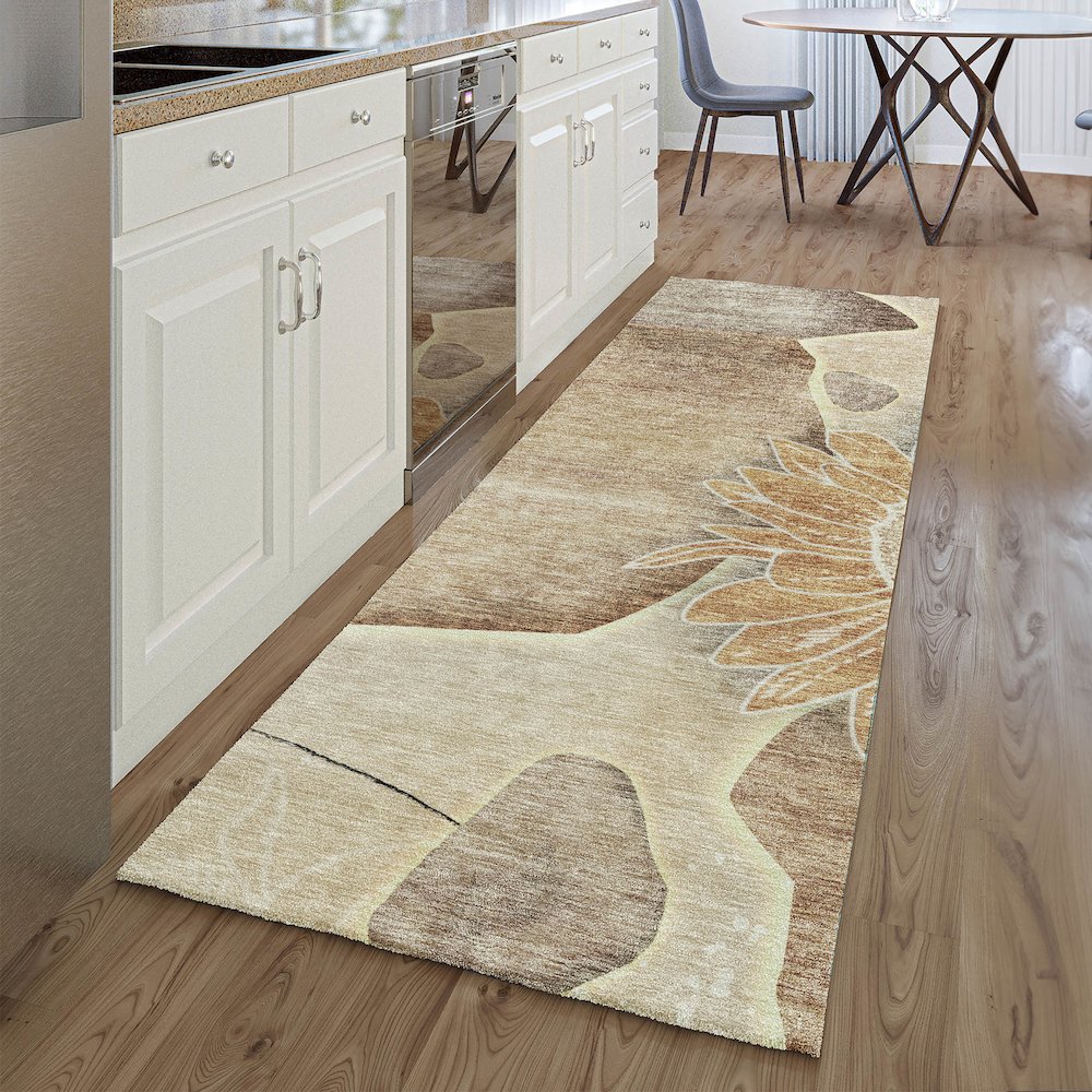 Premium Machine Washable Mayfield AMF700 Brown 2'3" x 7'6" Runner Rug. Picture 5