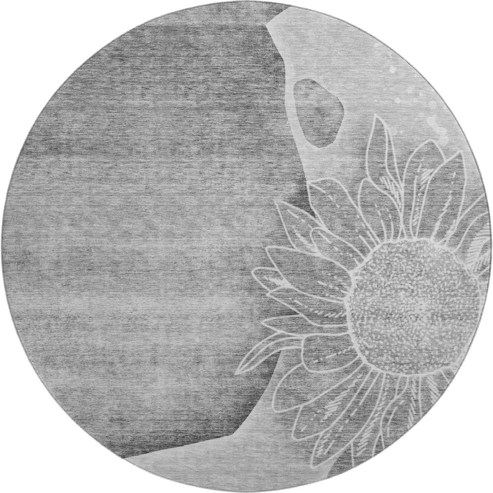 Premium Machine Washable Mayfield AMF700 Gray 8' x 8' Round Rug. Picture 1