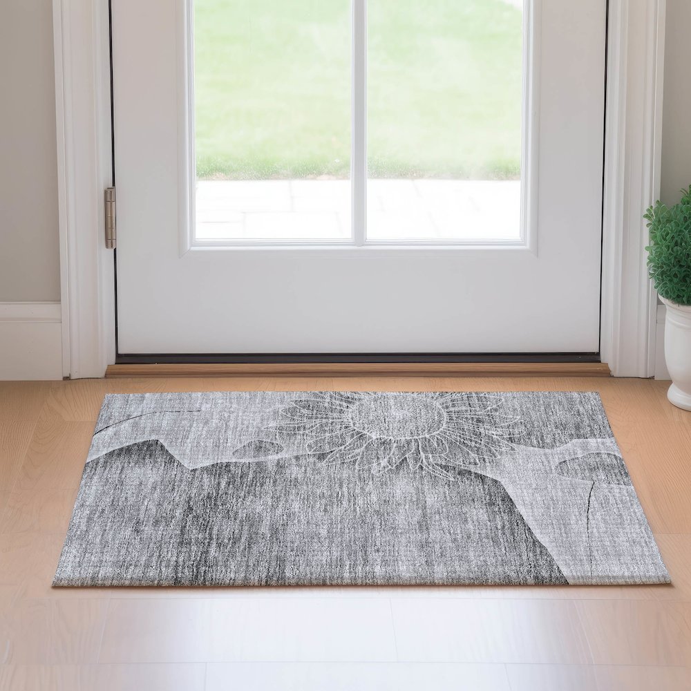 Premium Machine Washable Mayfield AMF700 Gray 1'8" x 2'6" Rug. Picture 5