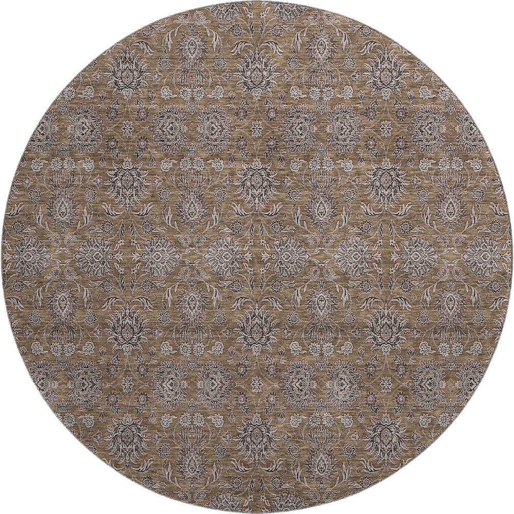 Premium Machine Washable Mayfield AMF702 Chocolate 8' x 8' Round Rug. Picture 1