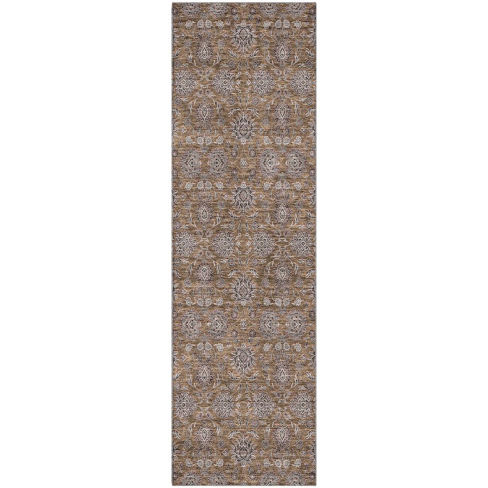 Premium Machine Washable Mayfield AMF702 Chocolate 2'3" x 7'6" Runner Rug. Picture 1