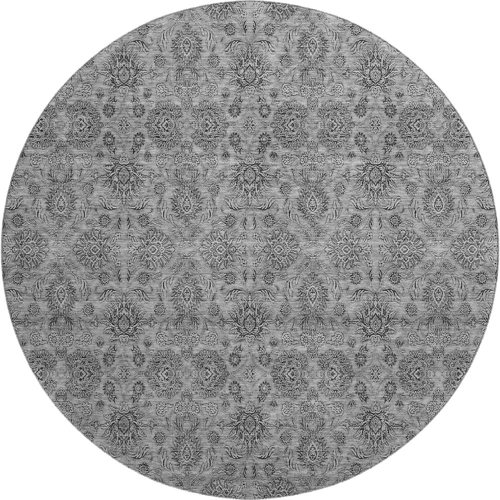 Premium Machine Washable Mayfield AMF702 Gray 8' x 8' Round Rug. Picture 1