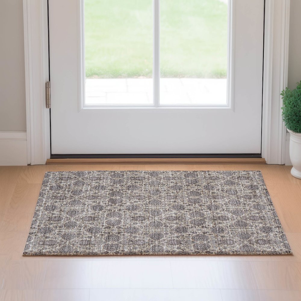 Premium Machine Washable Mayfield AMF702 Ivory 1'8" x 2'6" Rug. Picture 5