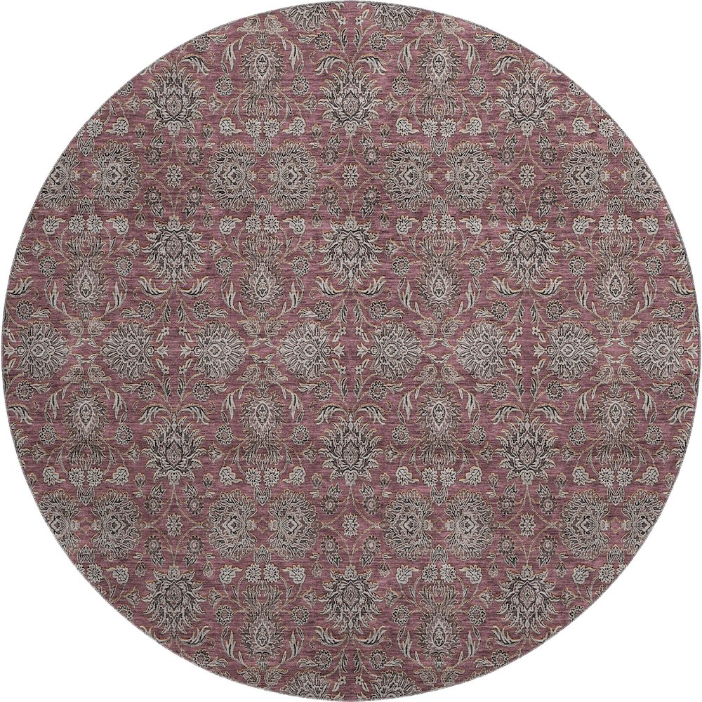 Premium Machine Washable Mayfield AMF702 Merlot 8' x 8' Round Rug. Picture 1