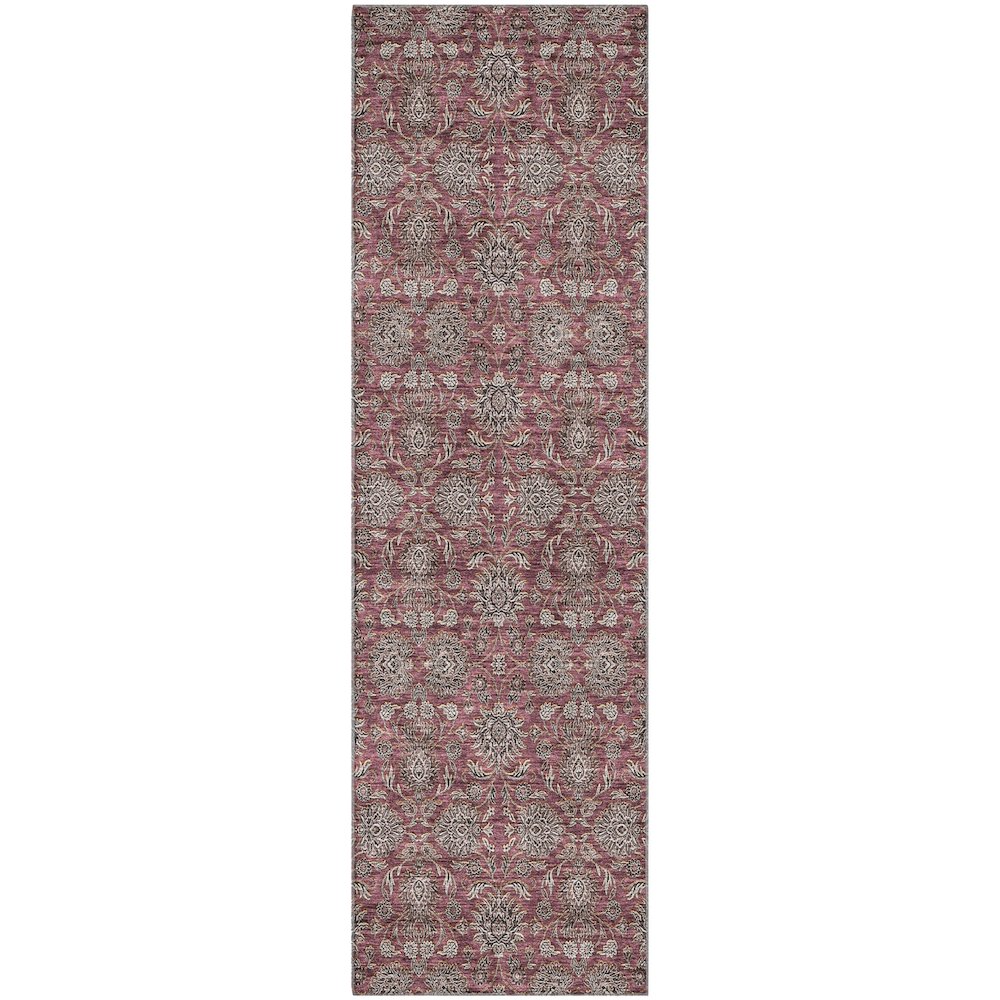 Premium Machine Washable Mayfield AMF702 Merlot 2'3" x 7'6" Runner Rug. Picture 1
