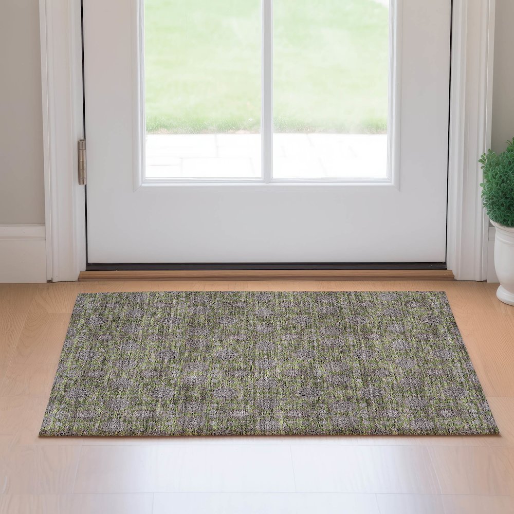 Premium Machine Washable Mayfield AMF702 Olive 1'8" x 2'6" Rug. Picture 5