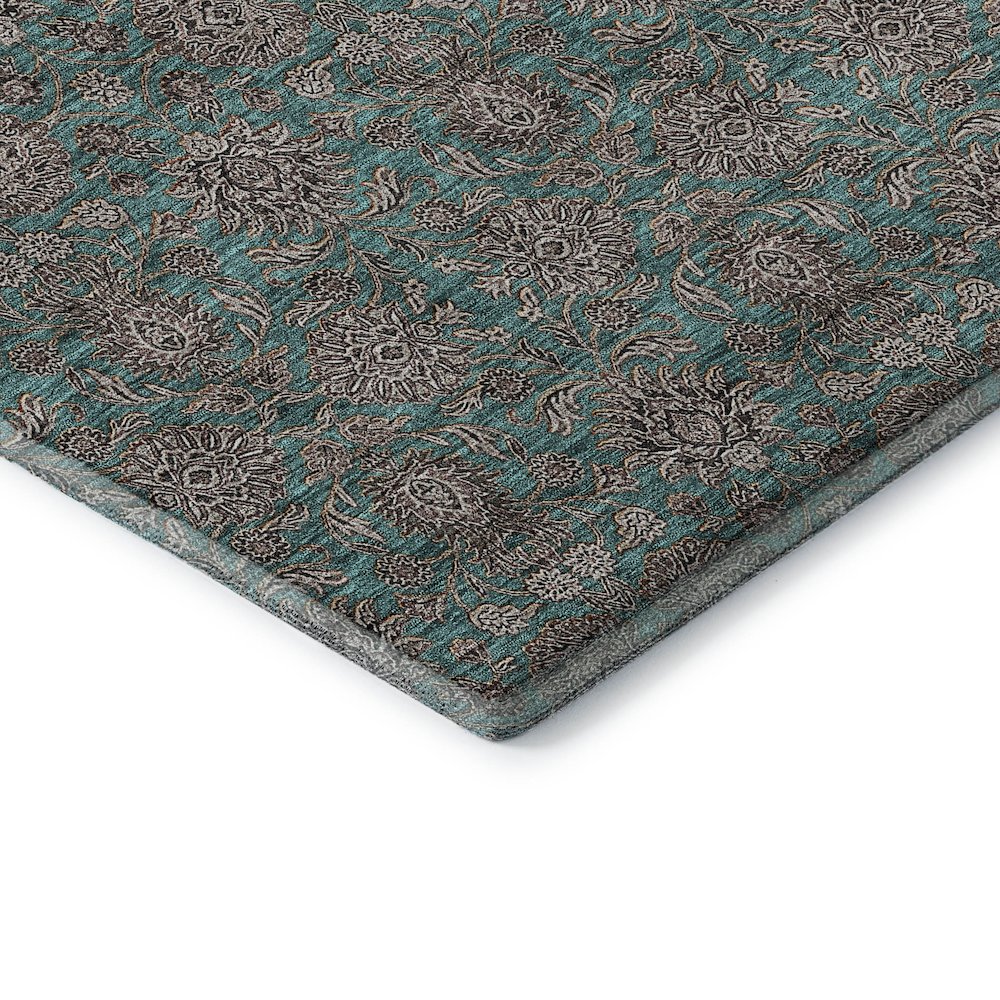 Premium Machine Washable Mayfield AMF702 Teal 1'8" x 2'6" Rug. Picture 3
