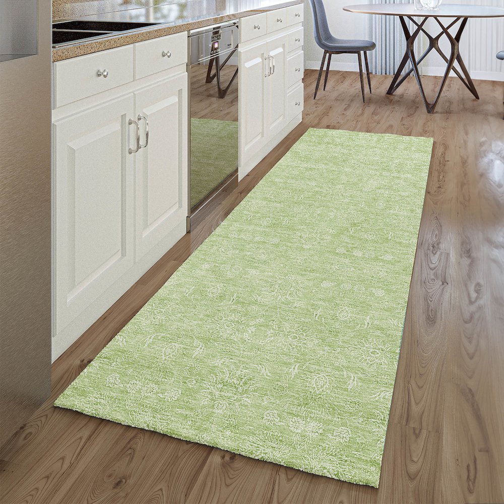 Premium Machine Washable Mayfield AMF703 Aloe 2'3" x 7'6" Runner Rug. Picture 5