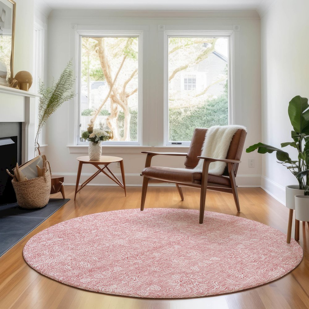 Premium Machine Washable Mayfield AMF703 Blush 8' x 8' Round Rug. Picture 5
