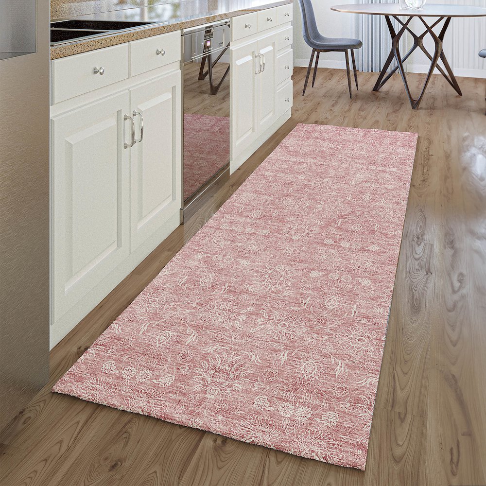 Premium Machine Washable Mayfield AMF703 Blush 2'3" x 7'6" Runner Rug. Picture 5