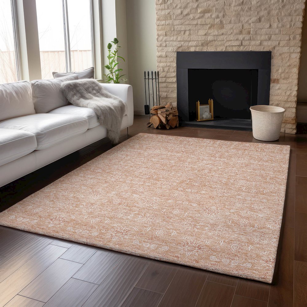 Premium Machine Washable Mayfield AMF703 Coral 2'6" x 3'10" Rug. Picture 6