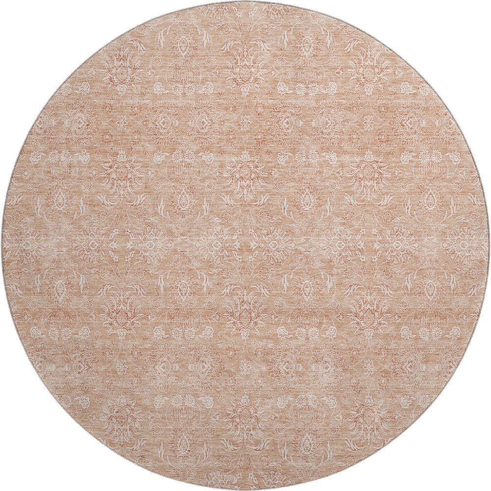 Premium Machine Washable Mayfield AMF703 Coral 8' x 8' Round Rug. Picture 1