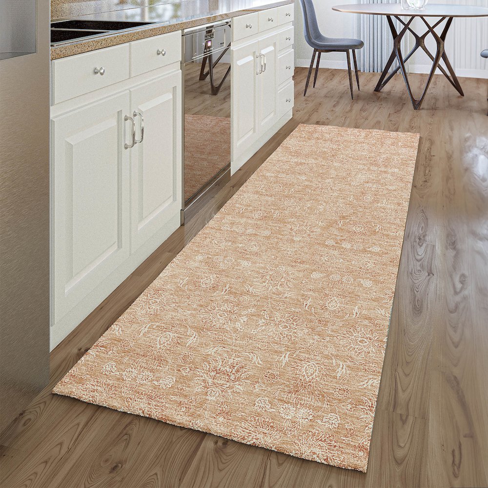 Premium Machine Washable Mayfield AMF703 Coral 2'3" x 7'6" Runner Rug. Picture 5