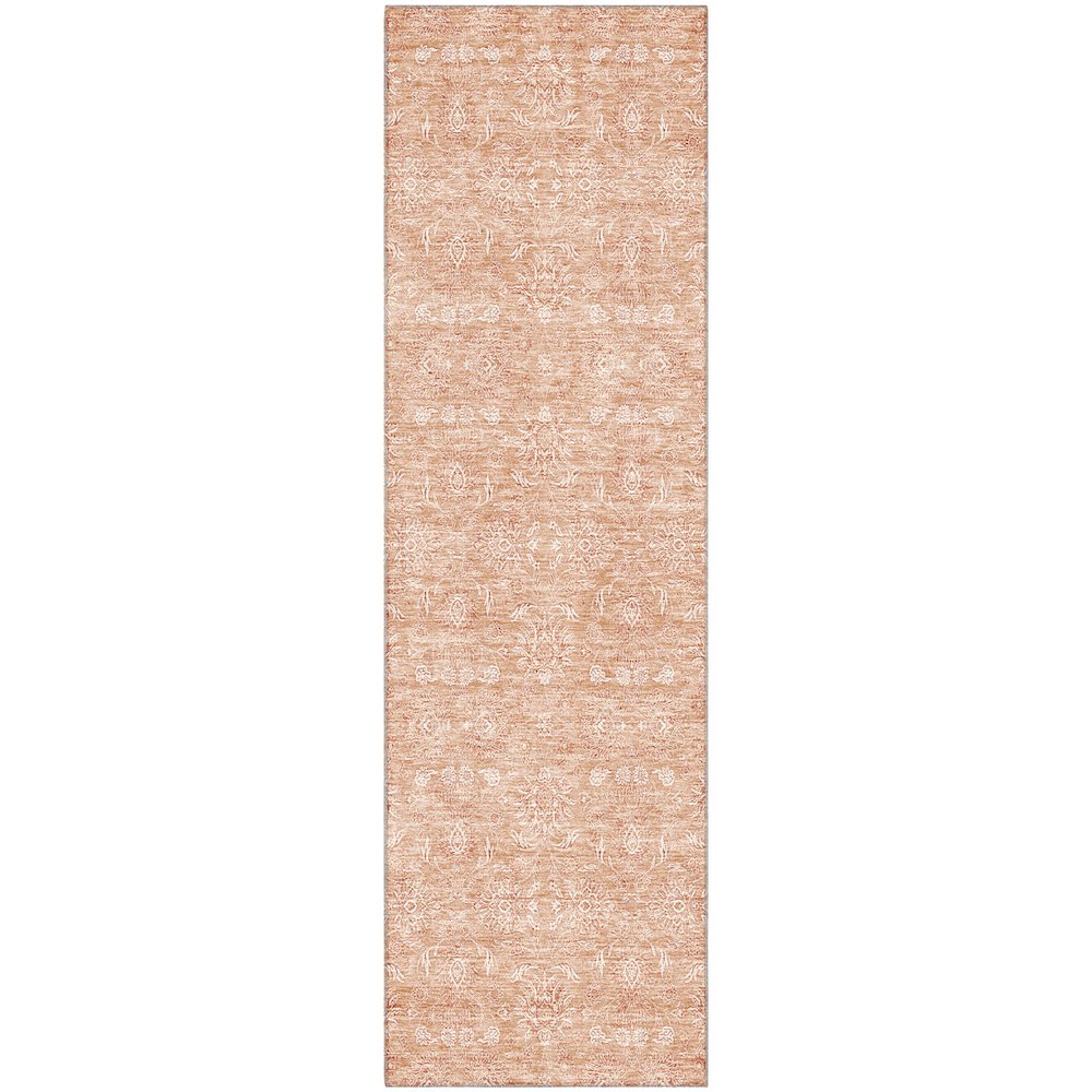 Premium Machine Washable Mayfield AMF703 Coral 2'3" x 7'6" Runner Rug. Picture 1