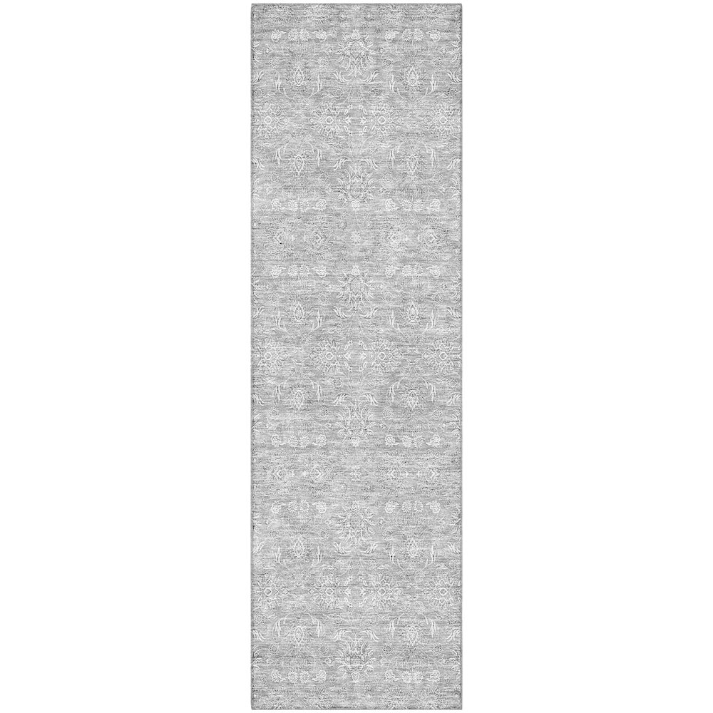 Premium Machine Washable Mayfield AMF703 Gray 2'3" x 7'6" Runner Rug. Picture 1