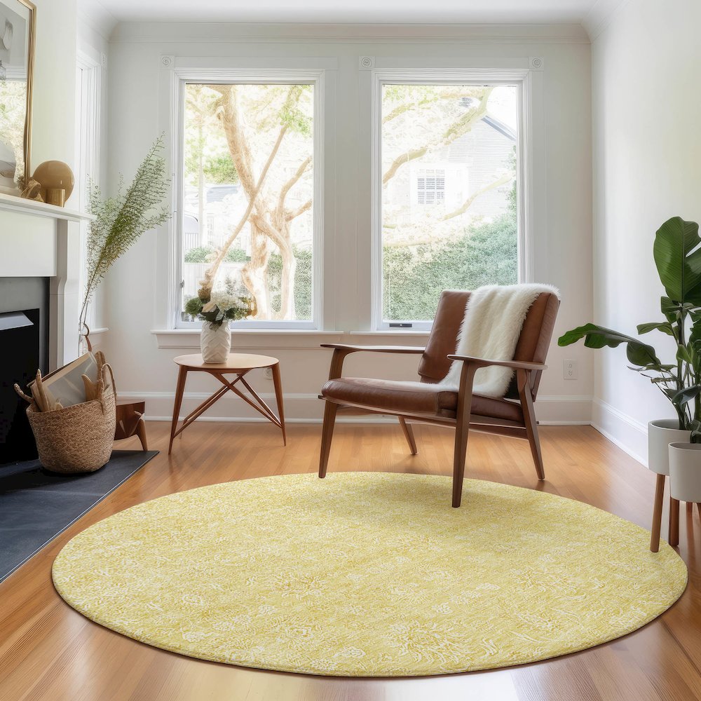 Premium Machine Washable Mayfield AMF703 Honey 8' x 8' Round Rug. Picture 5