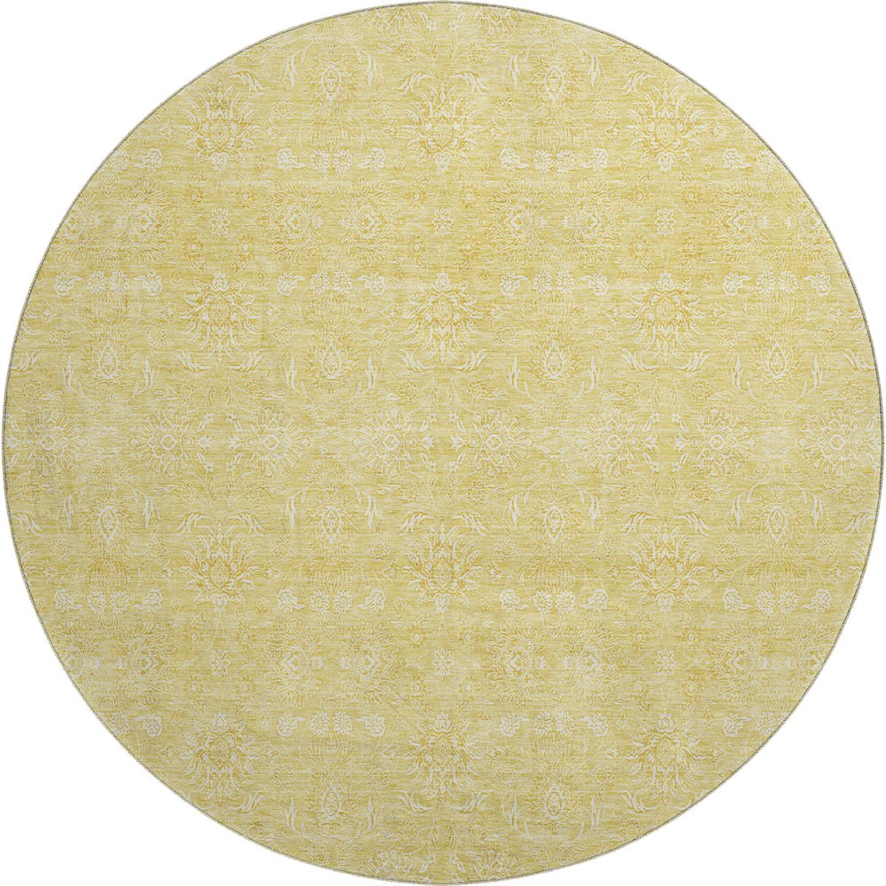 Premium Machine Washable Mayfield AMF703 Honey 8' x 8' Round Rug. Picture 1
