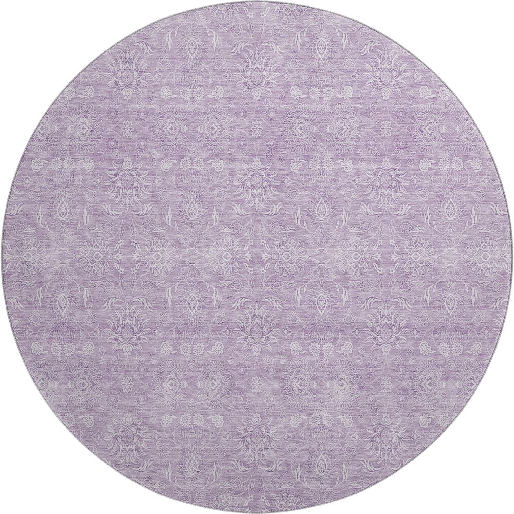 Premium Machine Washable Mayfield AMF703 Lavender 8' x 8' Round Rug. Picture 1