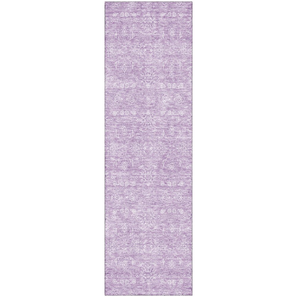 Premium Machine Washable Mayfield AMF703 Lavender 2'3" x 7'6" Runner Rug. Picture 1