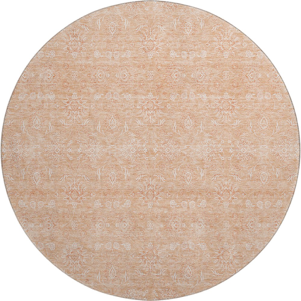 Premium Machine Washable Mayfield AMF703 Peach 8' x 8' Round Rug. Picture 1