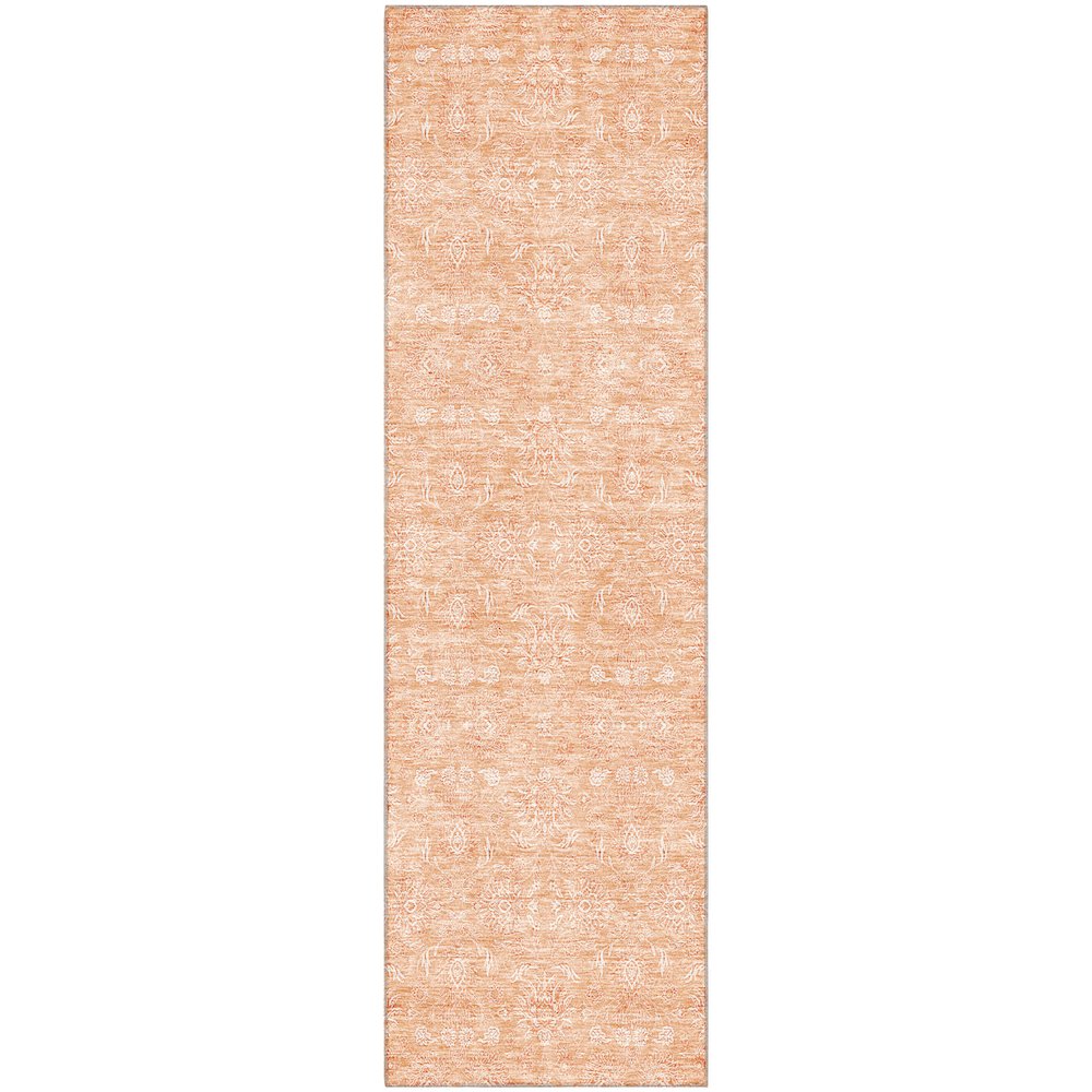 Premium Machine Washable Mayfield AMF703 Peach 2'3" x 7'6" Runner Rug. Picture 1