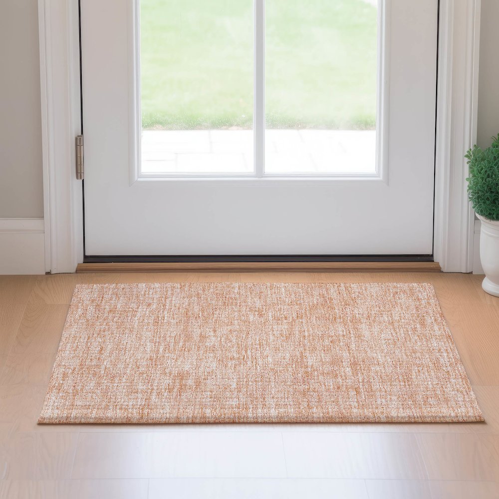 Premium Machine Washable Mayfield AMF703 Peach 1'8" x 2'6" Rug. Picture 5