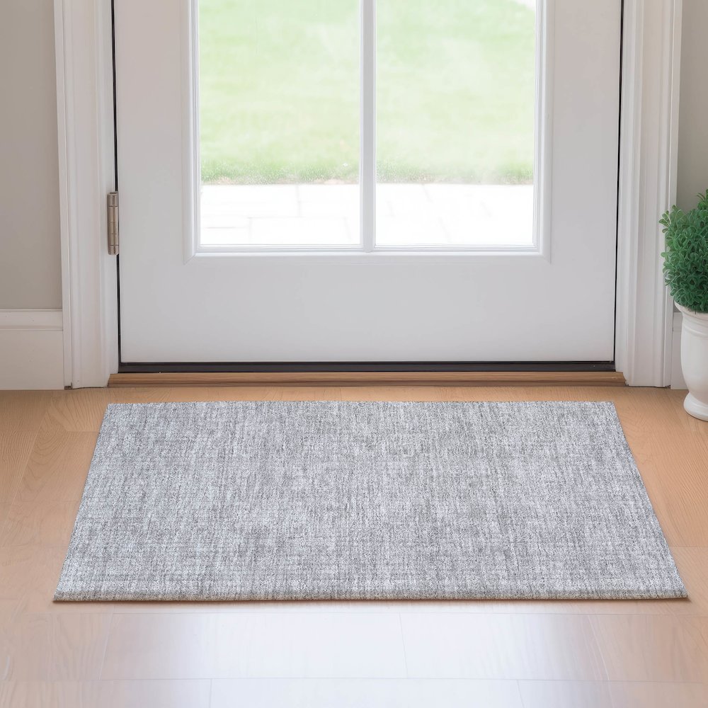 Premium Machine Washable Mayfield AMF703 Silver 1'8" x 2'6" Rug. Picture 5