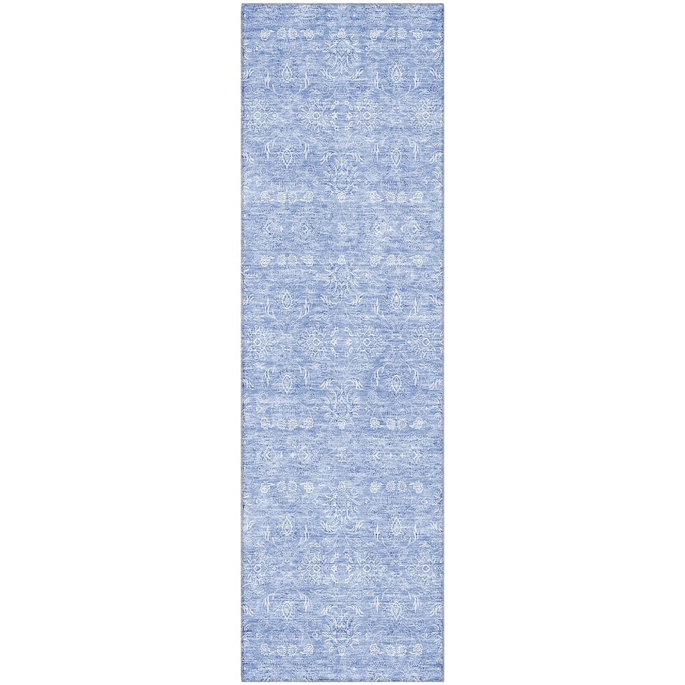 Premium Machine Washable Mayfield AMF703 Sky 2'3" x 7'6" Runner Rug. Picture 1