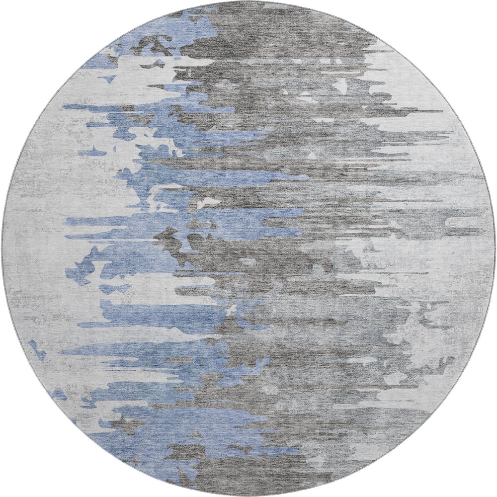 Premium Machine Washable Mayfield AMF704 Blue 8' x 8' Round Rug. Picture 1