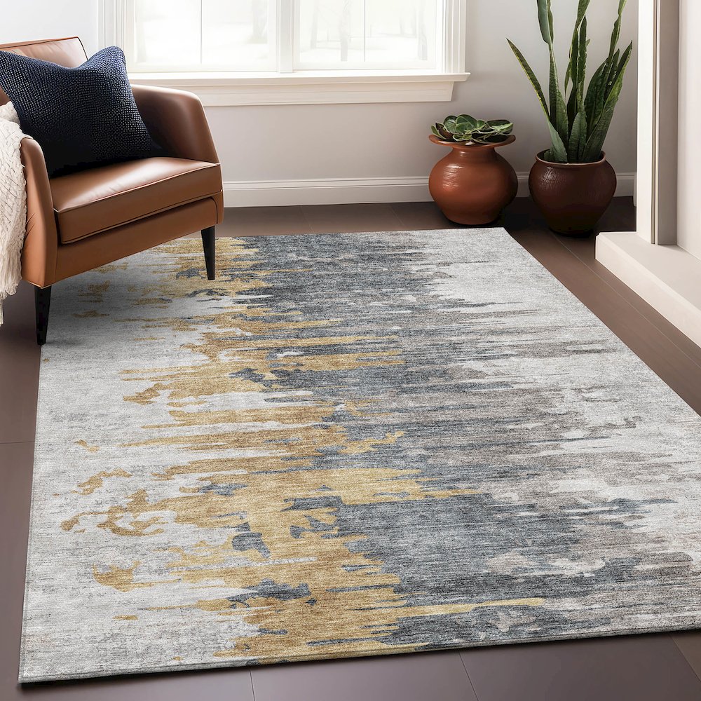 Premium Machine Washable Mayfield AMF704 Ivory 2'6" x 3'10" Rug. Picture 6